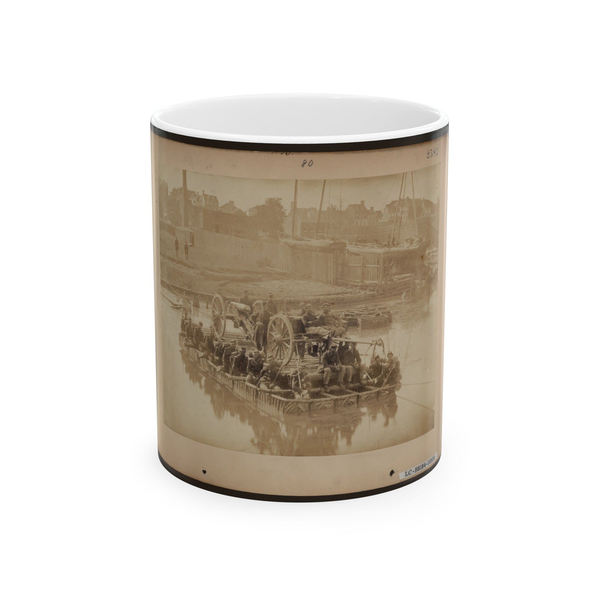 Raft Of Blanket Boats Ferrying Field Artillery And Men Over Potomac River (U.S. Civil War) White Coffee Mug-11oz-The Sticker Space