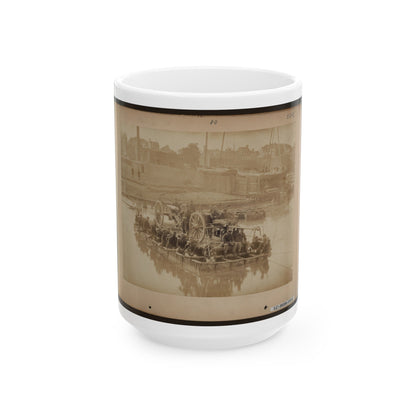 Raft Of Blanket Boats Ferrying Field Artillery And Men Over Potomac River (U.S. Civil War) White Coffee Mug-15oz-The Sticker Space