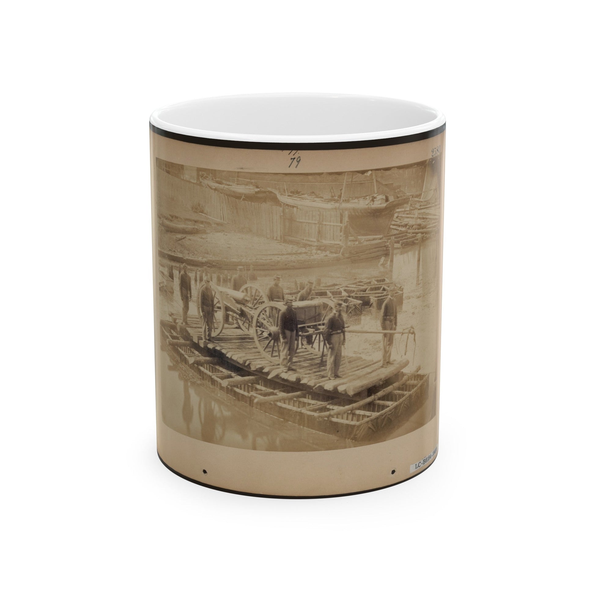 Raft Of Blanket Boats Ferrying Field Artillery And Soldiers Across The Potomac River (U.S. Civil War) White Coffee Mug-11oz-The Sticker Space