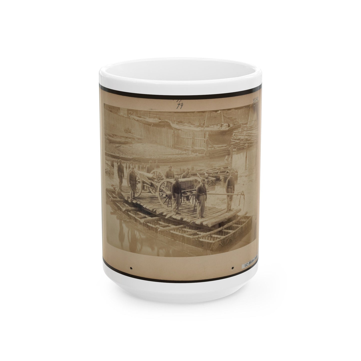 Raft Of Blanket Boats Ferrying Field Artillery And Soldiers Across The Potomac River (U.S. Civil War) White Coffee Mug-15oz-The Sticker Space