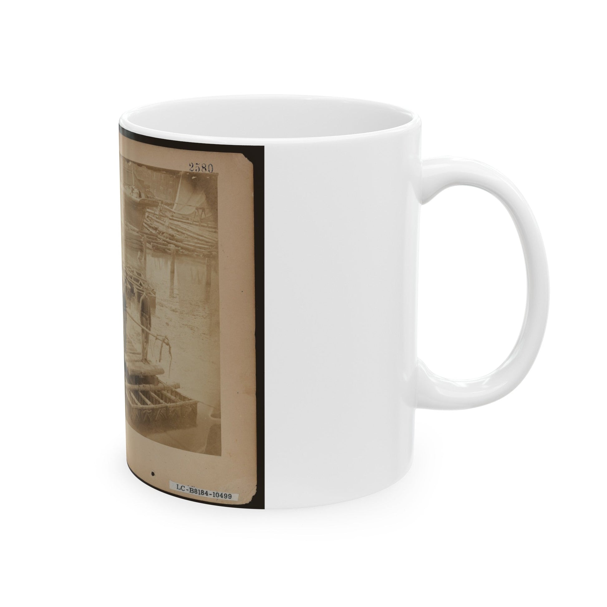 Raft Of Blanket Boats Ferrying Field Artillery And Soldiers Across The Potomac River (U.S. Civil War) White Coffee Mug-The Sticker Space