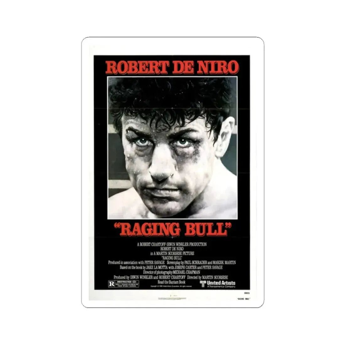 Raging Bull 1980 Movie Poster - STICKER Vinyl Kiss-Cut Decal 2 Inch White - The Sticker Space