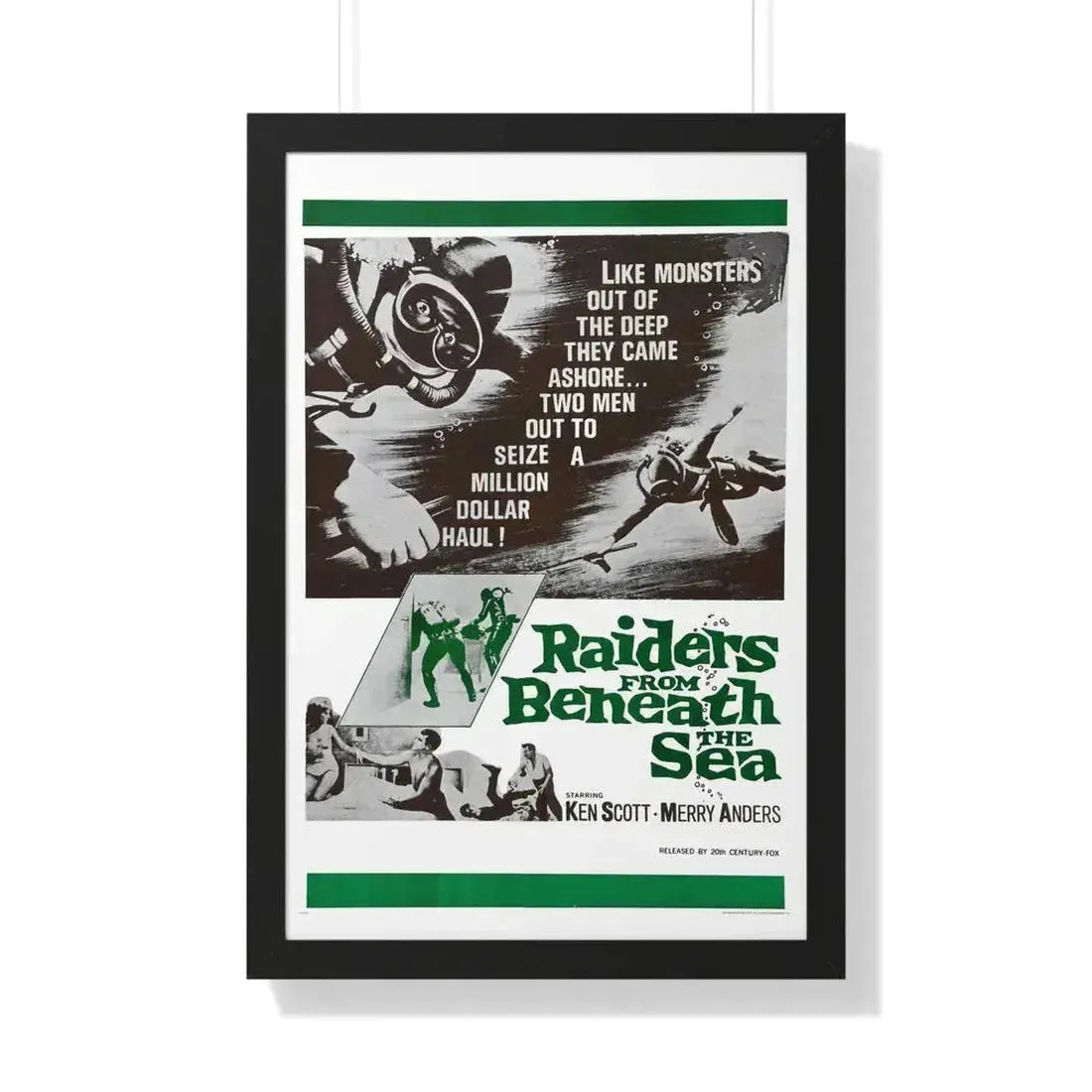 RAIDERS FROM BENEATH THE SEA 1964 - Framed Movie Poster 20" x 30" Black - The Sticker Space