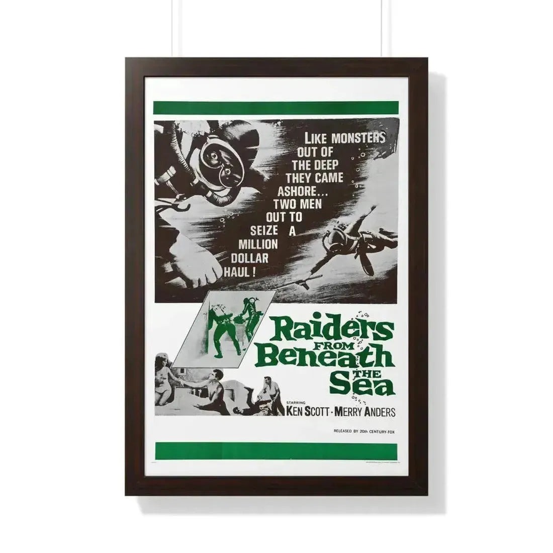 RAIDERS FROM BENEATH THE SEA 1964 - Framed Movie Poster 20" x 30" Walnut - The Sticker Space