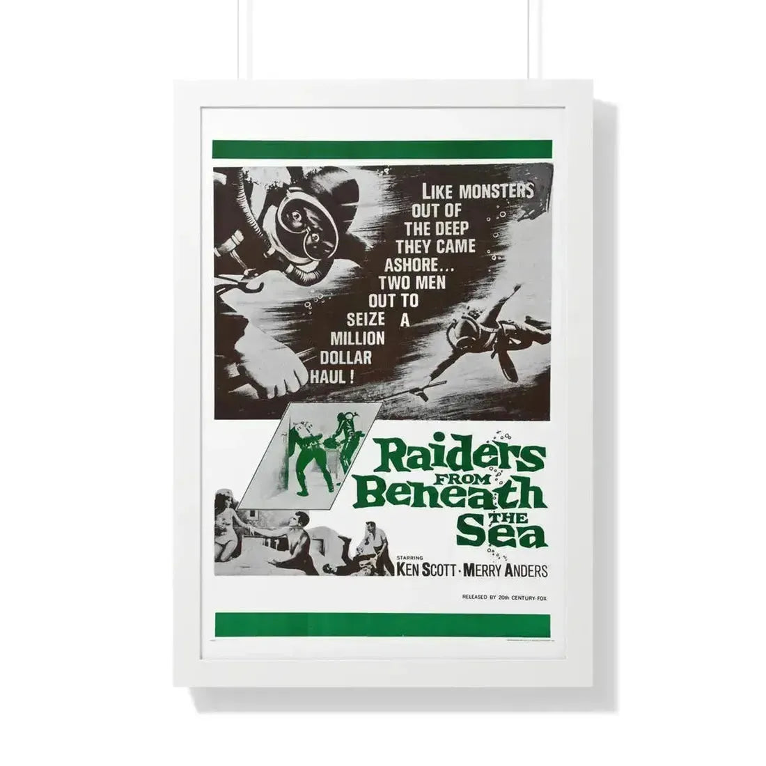 RAIDERS FROM BENEATH THE SEA 1964 - Framed Movie Poster 20" x 30" White - The Sticker Space