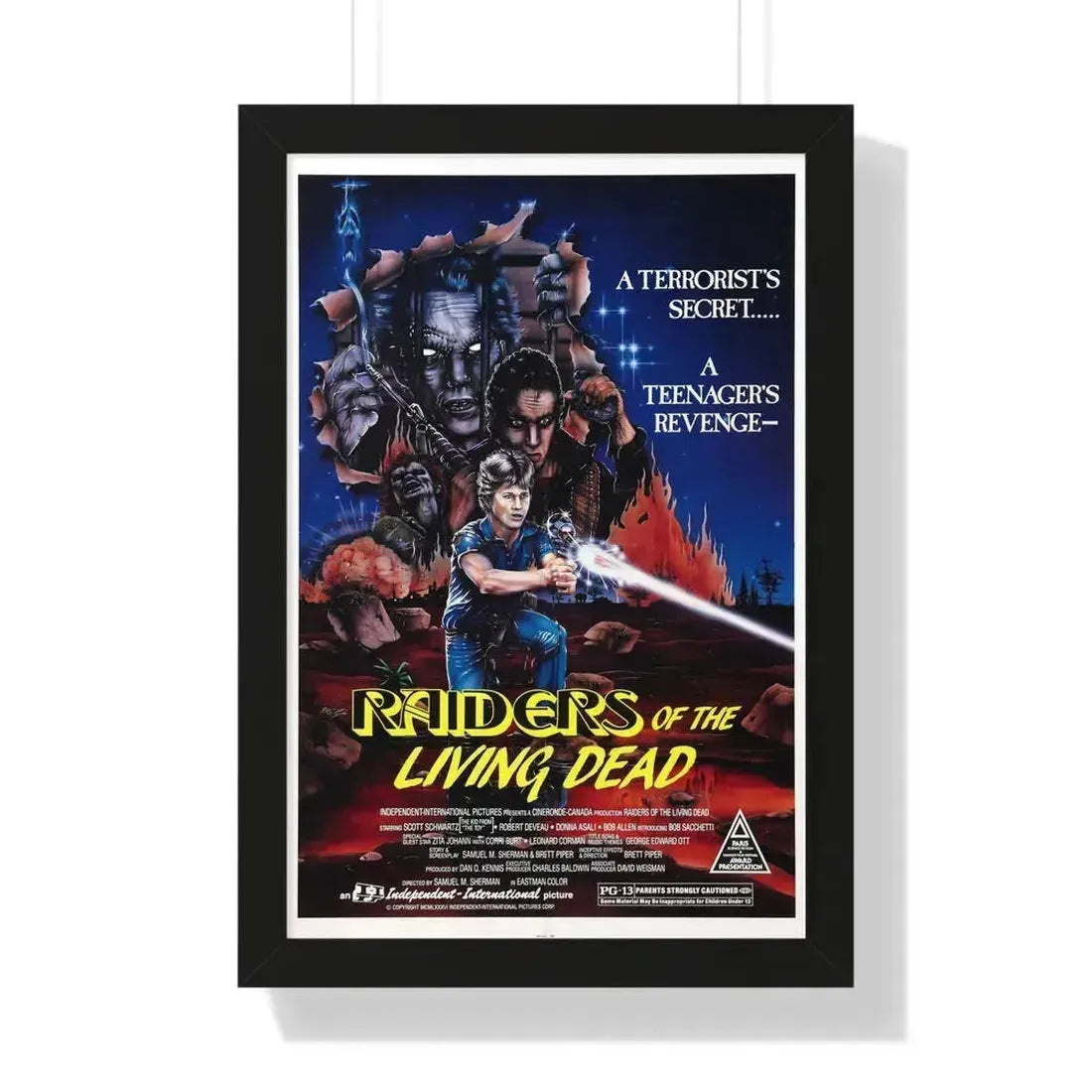 RAIDERS OF THE LIVING DEAD 1986 - Framed Movie Poster 16″ x 24″ Black - The Sticker Space