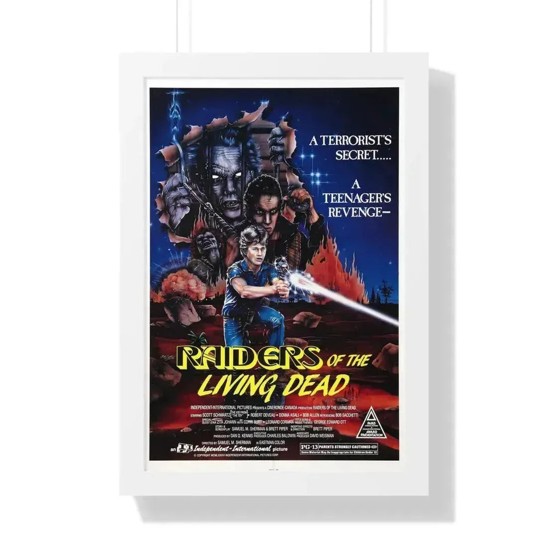 RAIDERS OF THE LIVING DEAD 1986 - Framed Movie Poster 16″ x 24″ White - The Sticker Space