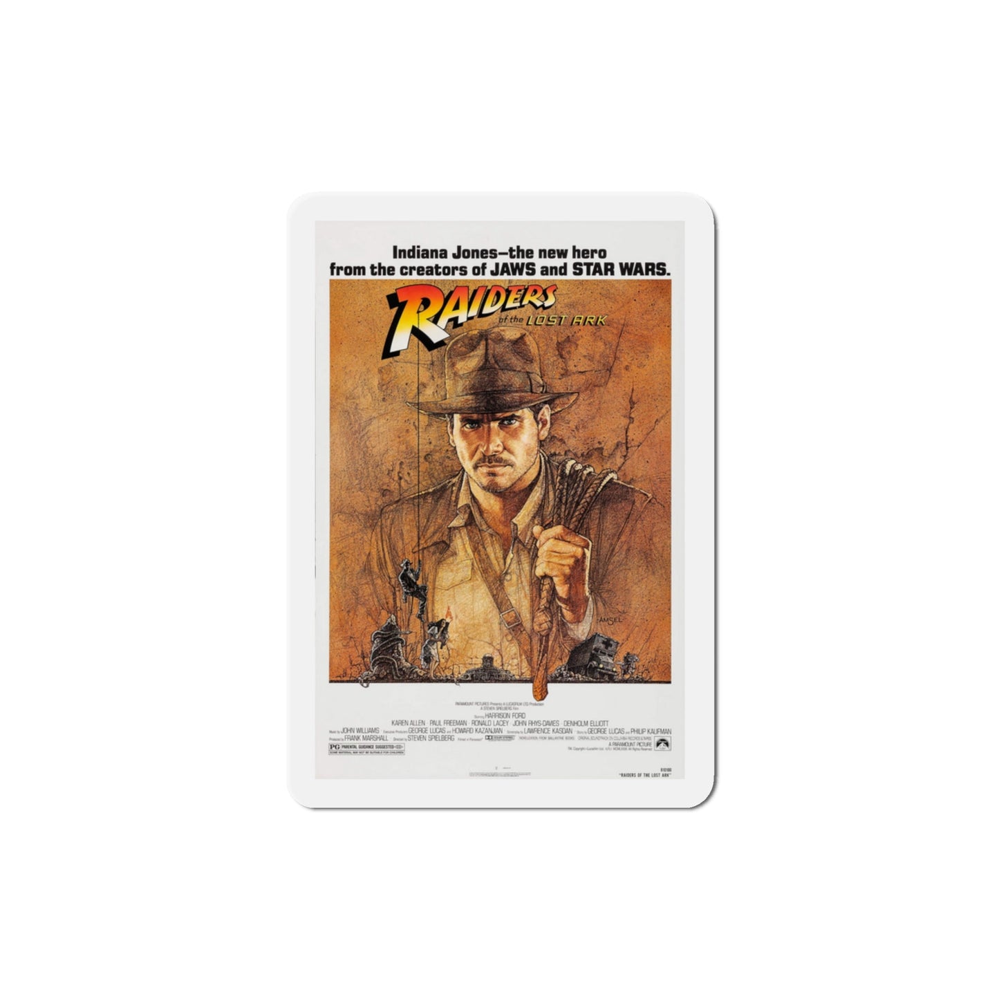 Raiders of the Lost Ark 1981 Movie Poster Die-Cut Magnet-3" x 3"-The Sticker Space