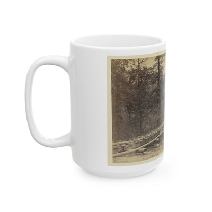 Railroad Bridge With Timber Trestles (U.S. Civil War) White Coffee Mug-The Sticker Space