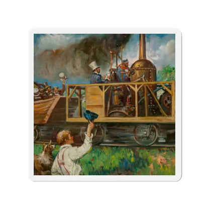 Railroad Celebration (Magazine Illustration) Refrigerator Magnet - The Sticker Space