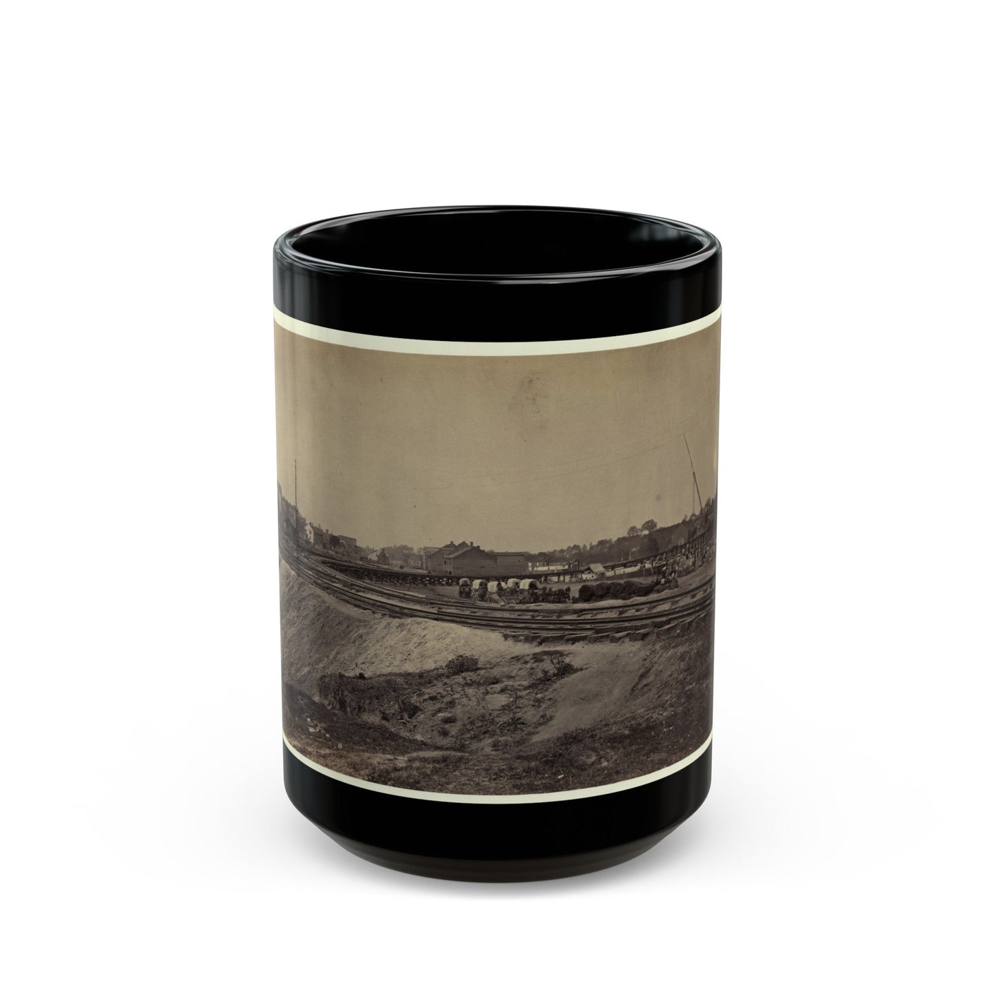 Railroad Construction On The City Point And Army Railroad Line (U.S. Civil War) Black Coffee Mug-15oz-The Sticker Space