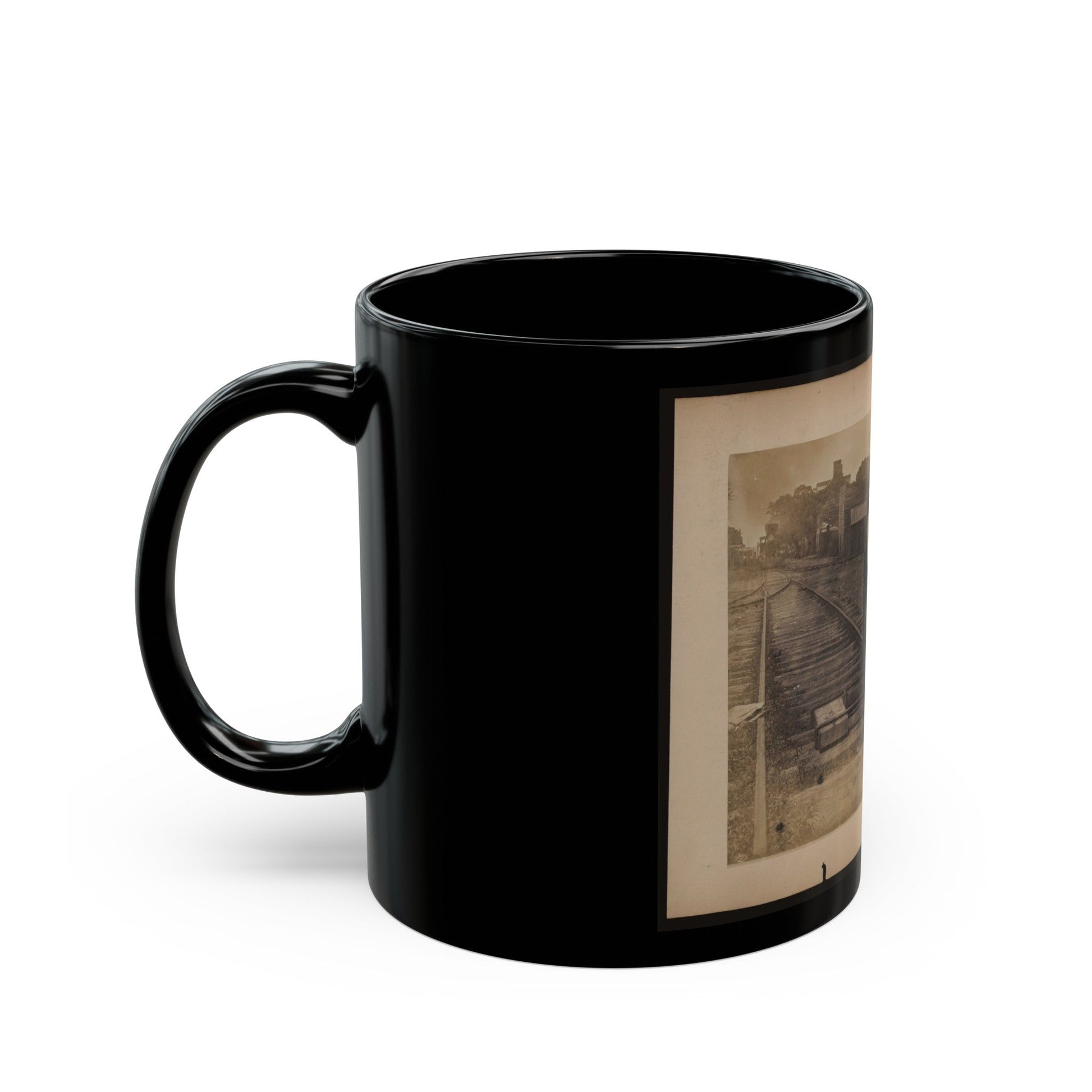 Railroad Construction Worker Straightening Track (U.S. Civil War) Black Coffee Mug-The Sticker Space