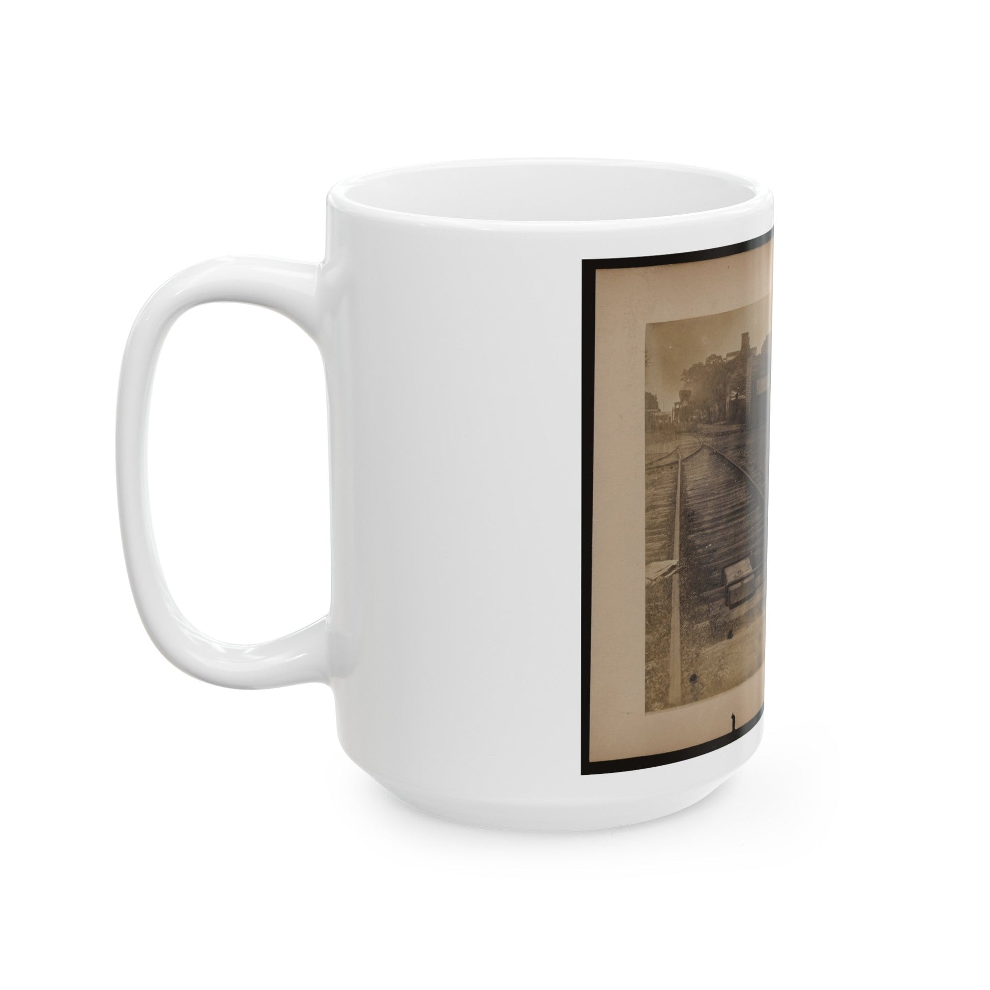 Railroad Construction Worker Straightening Track (U.S. Civil War) White Coffee Mug-The Sticker Space