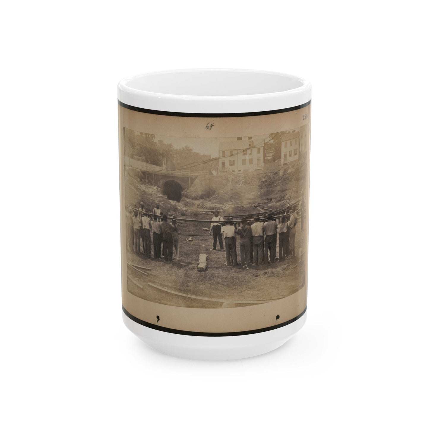 Railroad Construction Workers Holding Track (U.S. Civil War) White Coffee Mug-15oz-The Sticker Space