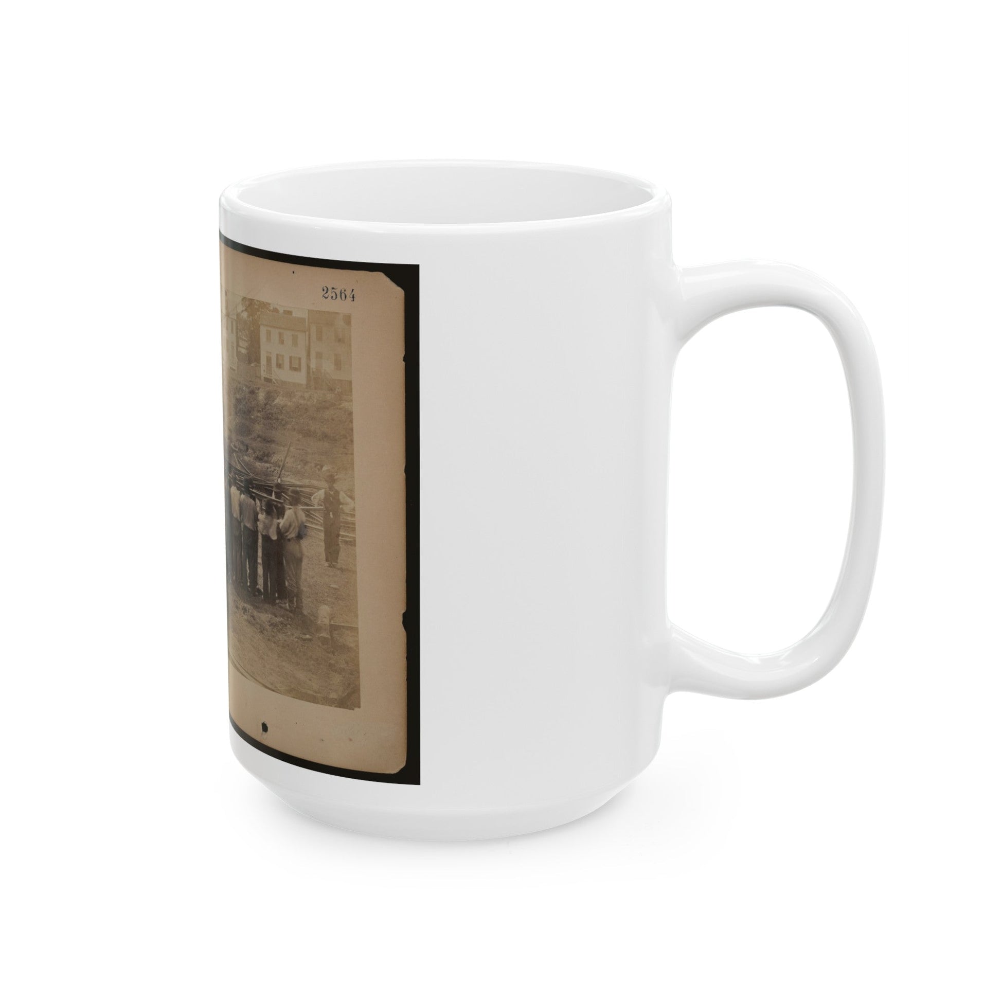 Railroad Construction Workers Holding Track (U.S. Civil War) White Coffee Mug-The Sticker Space