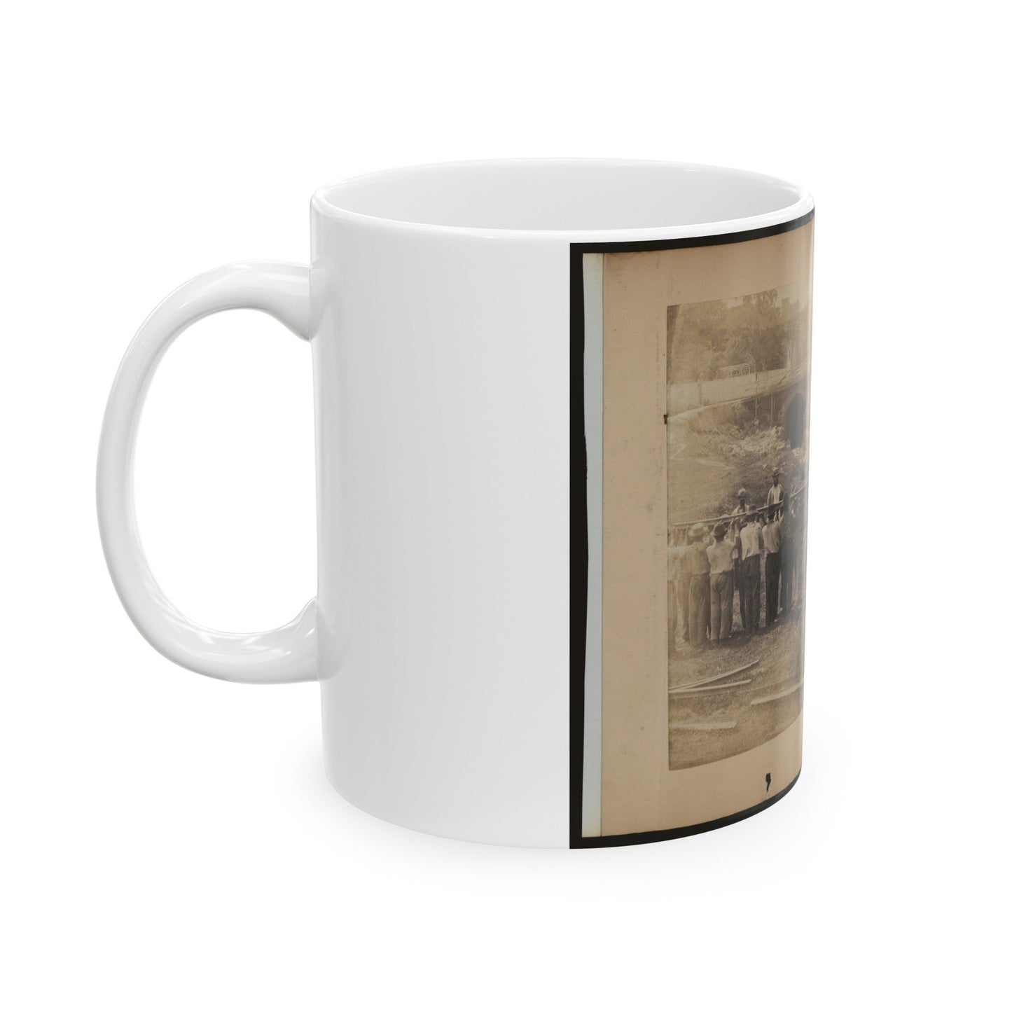 Railroad Construction Workers Holding Track (U.S. Civil War) White Coffee Mug-The Sticker Space