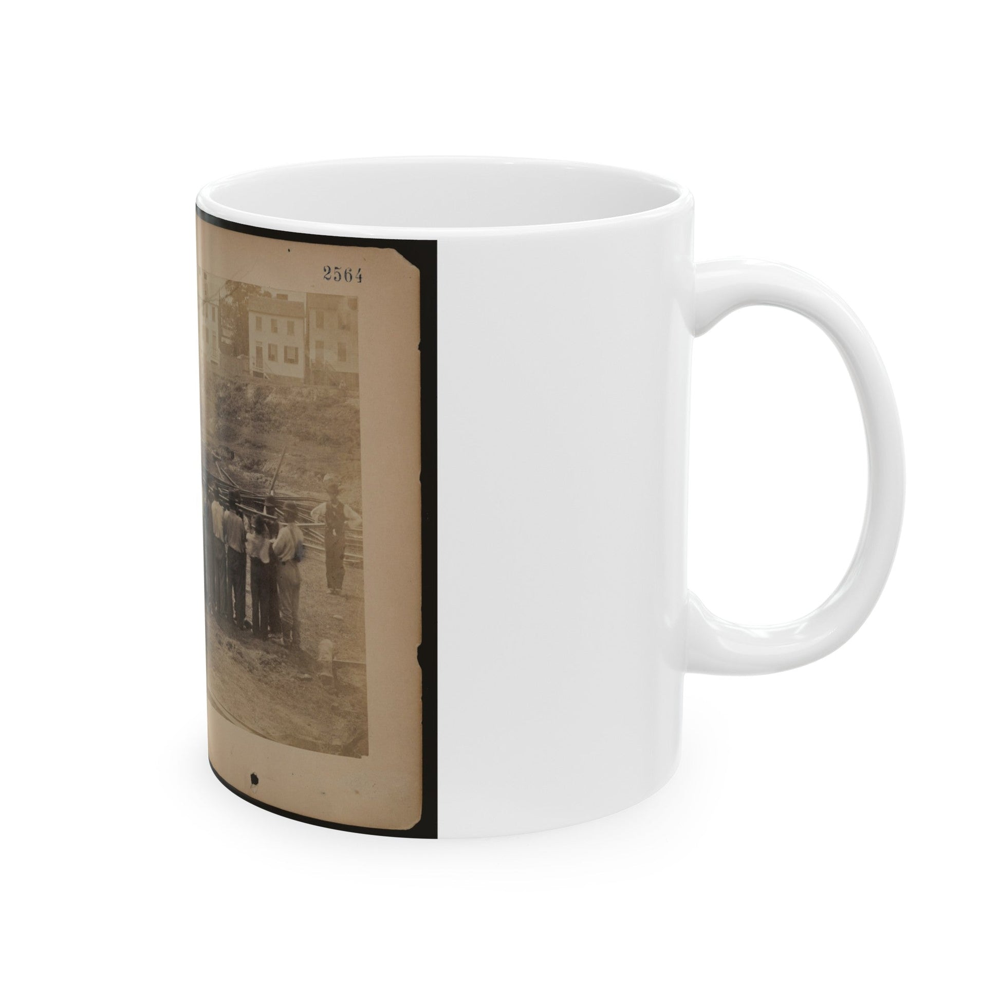 Railroad Construction Workers Holding Track (U.S. Civil War) White Coffee Mug-The Sticker Space