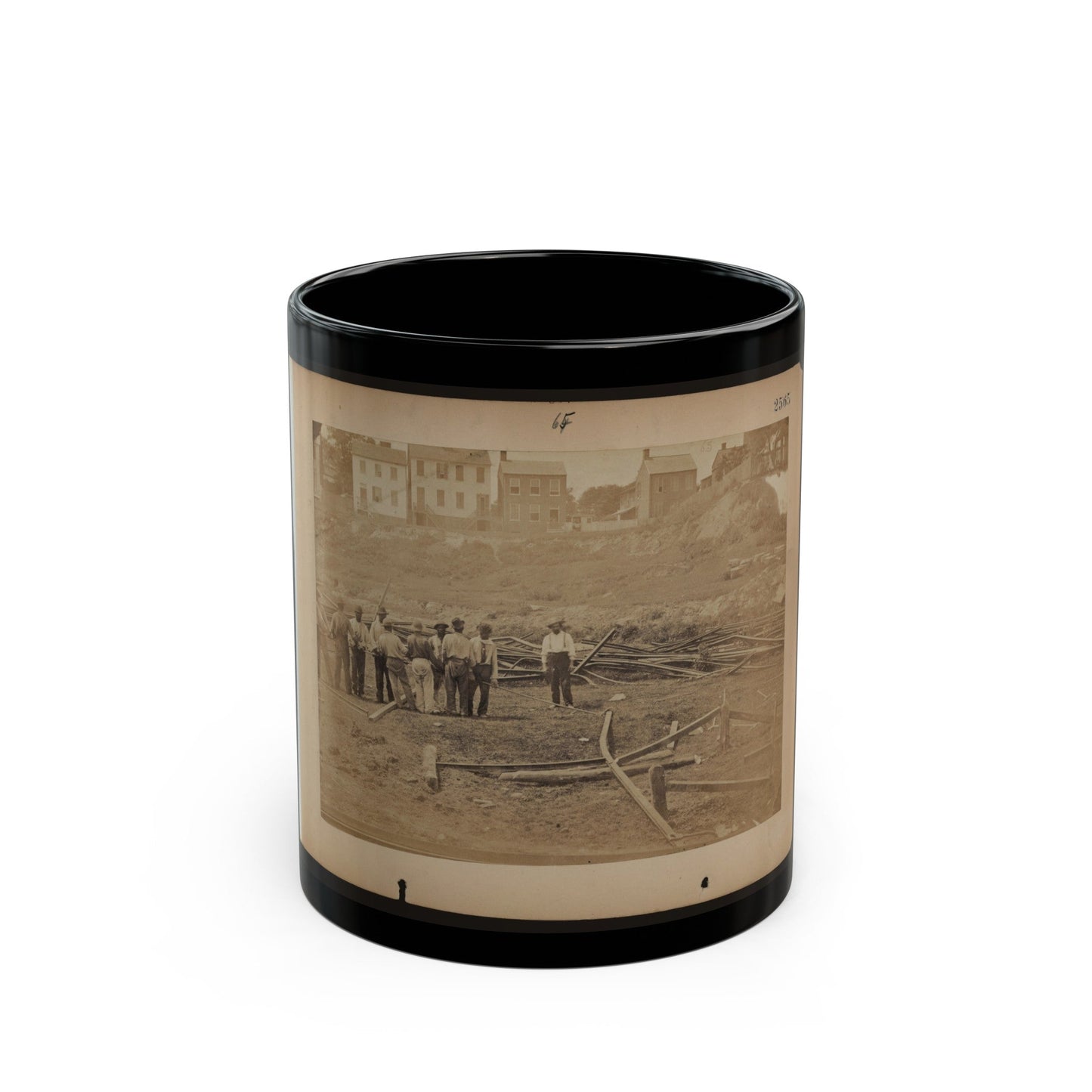 Railroad Construction Workers Straightening Track (U.S. Civil War) Black Coffee Mug-11oz-The Sticker Space