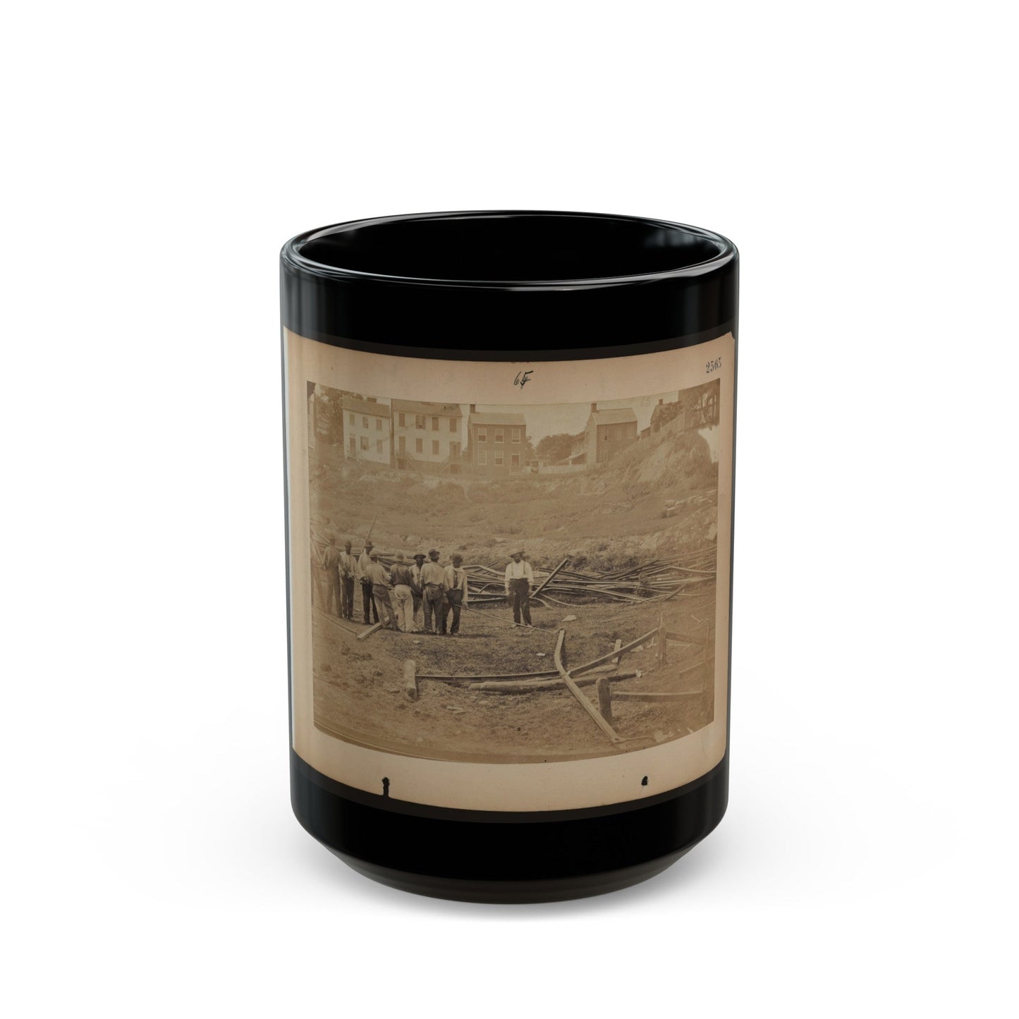 Railroad Construction Workers Straightening Track (U.S. Civil War) Black Coffee Mug-15oz-The Sticker Space