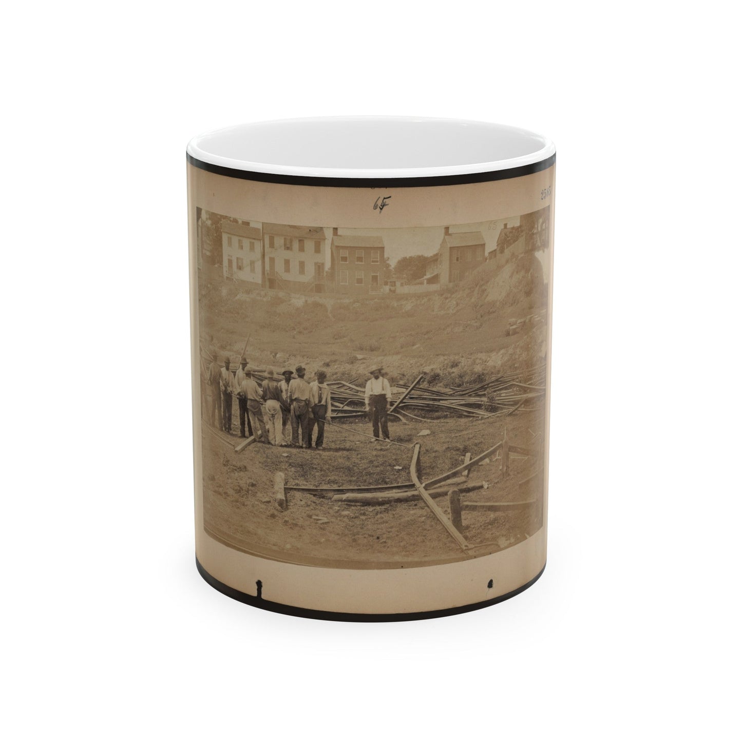 Railroad Construction Workers Straightening Track (U.S. Civil War) White Coffee Mug-11oz-The Sticker Space