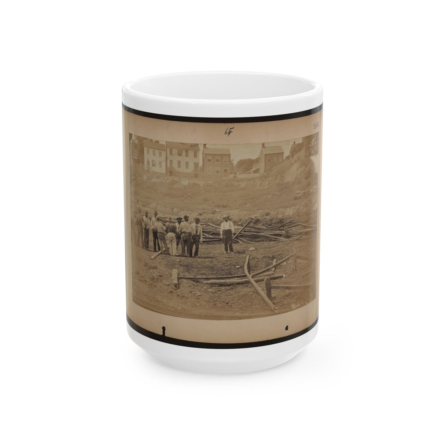 Railroad Construction Workers Straightening Track (U.S. Civil War) White Coffee Mug-15oz-The Sticker Space