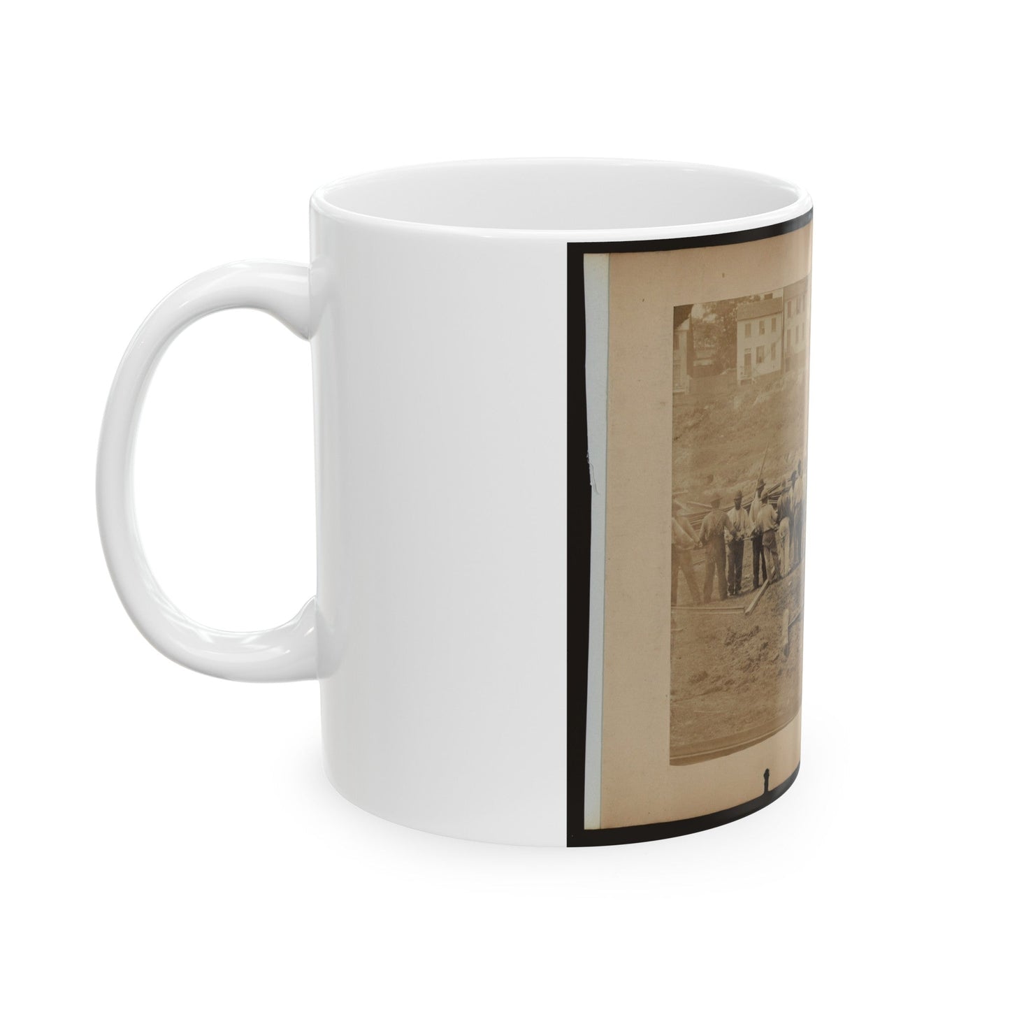 Railroad Construction Workers Straightening Track (U.S. Civil War) White Coffee Mug-The Sticker Space