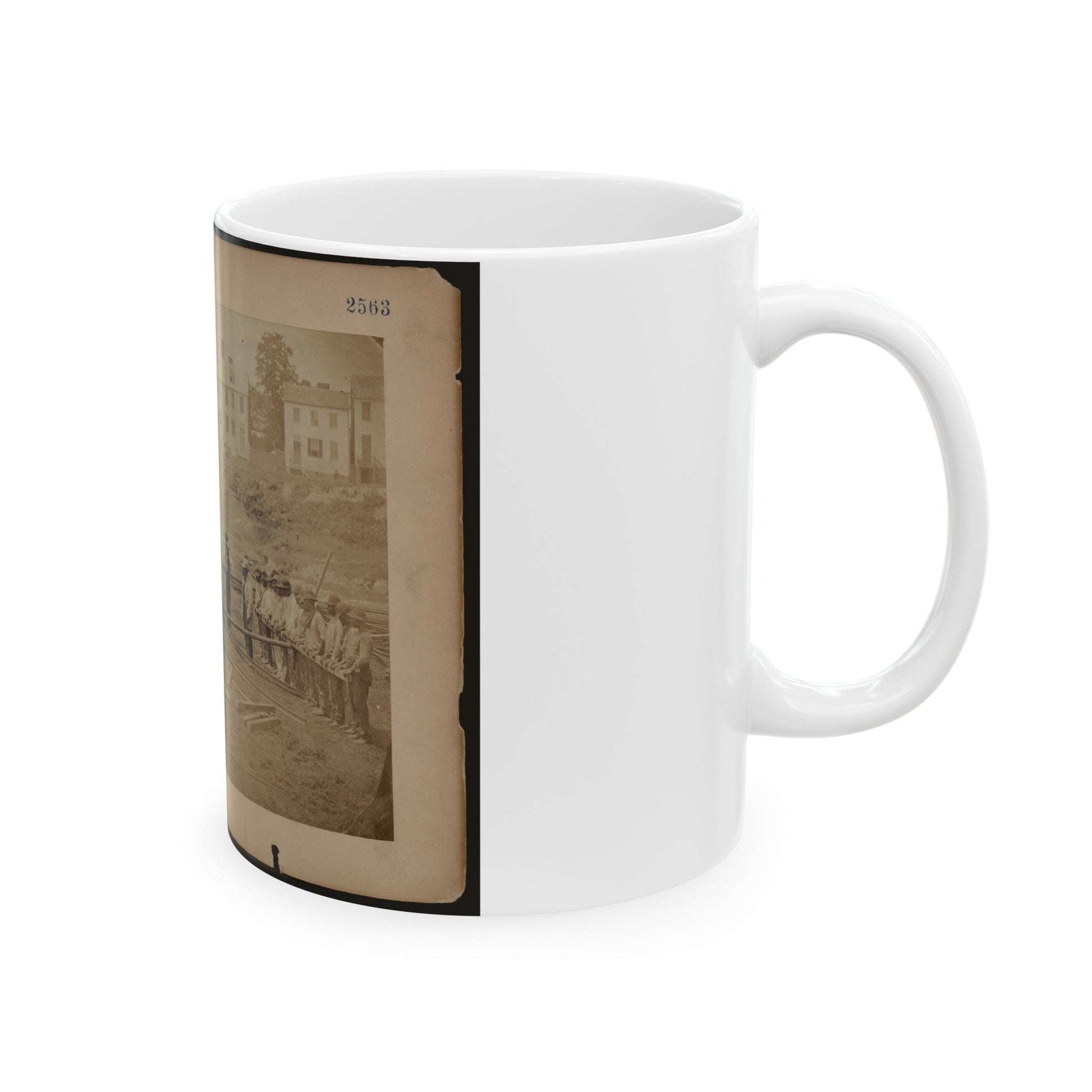 Railroad Construction Workers (U.S. Civil War) White Coffee Mug-The Sticker Space