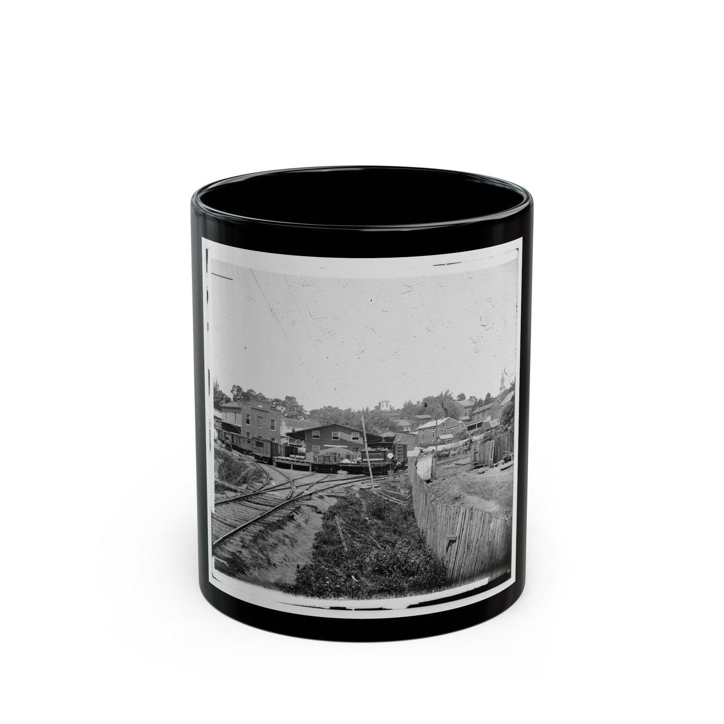 Railroad Depot In Warrenton (U.S. Civil War) Black Coffee Mug-11oz-The Sticker Space