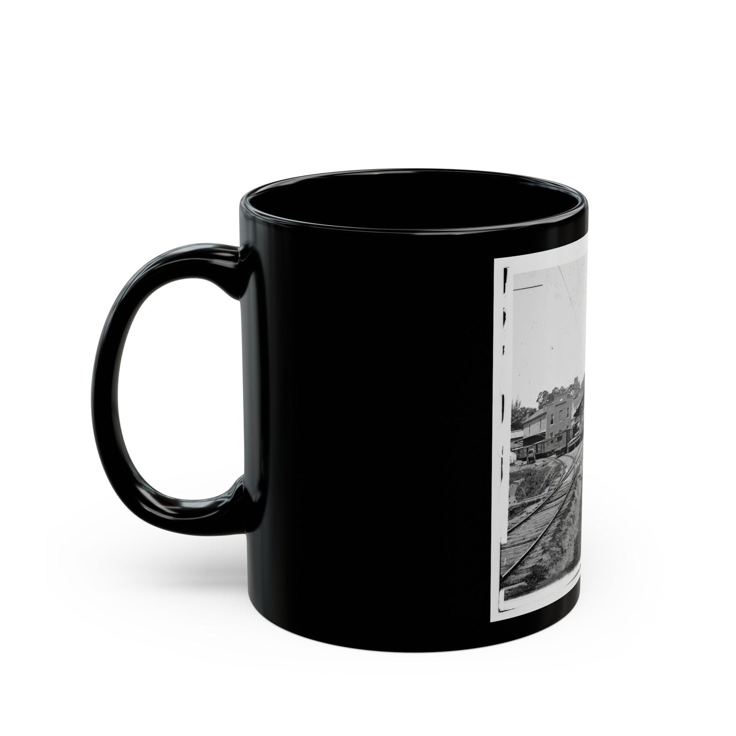 Railroad Depot In Warrenton (U.S. Civil War) Black Coffee Mug-The Sticker Space