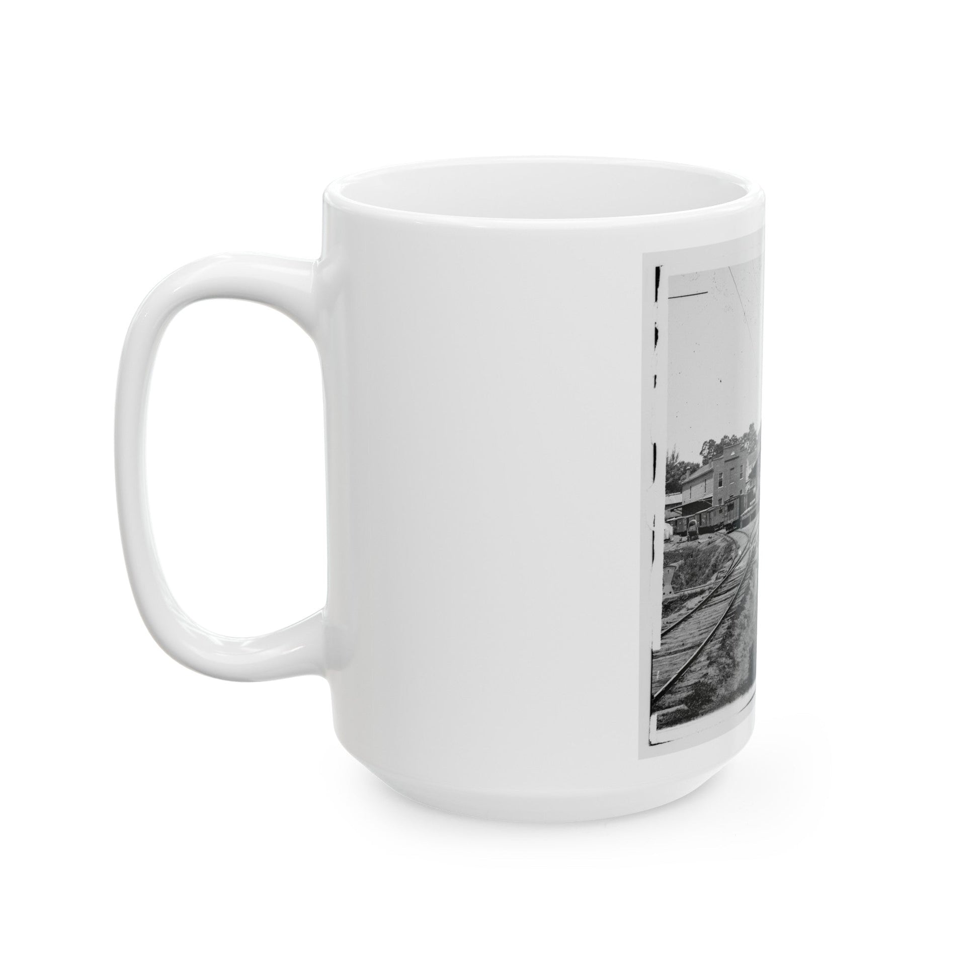 Railroad Depot In Warrenton (U.S. Civil War) White Coffee Mug-The Sticker Space