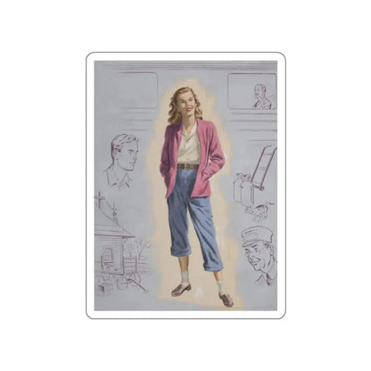 Railroad Study with Girl, preliminary story illustration (Magazine Illustration) STICKER Vinyl Die-Cut Decal - The Sticker Space
