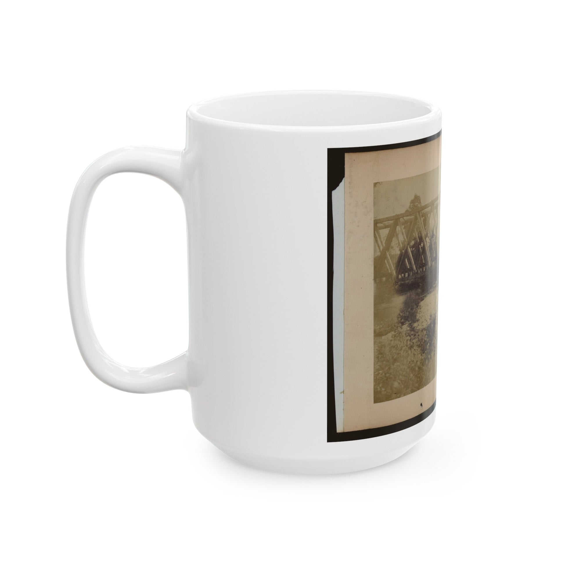 Railroad Trestle Bridge (U.S. Civil War) White Coffee Mug-The Sticker Space