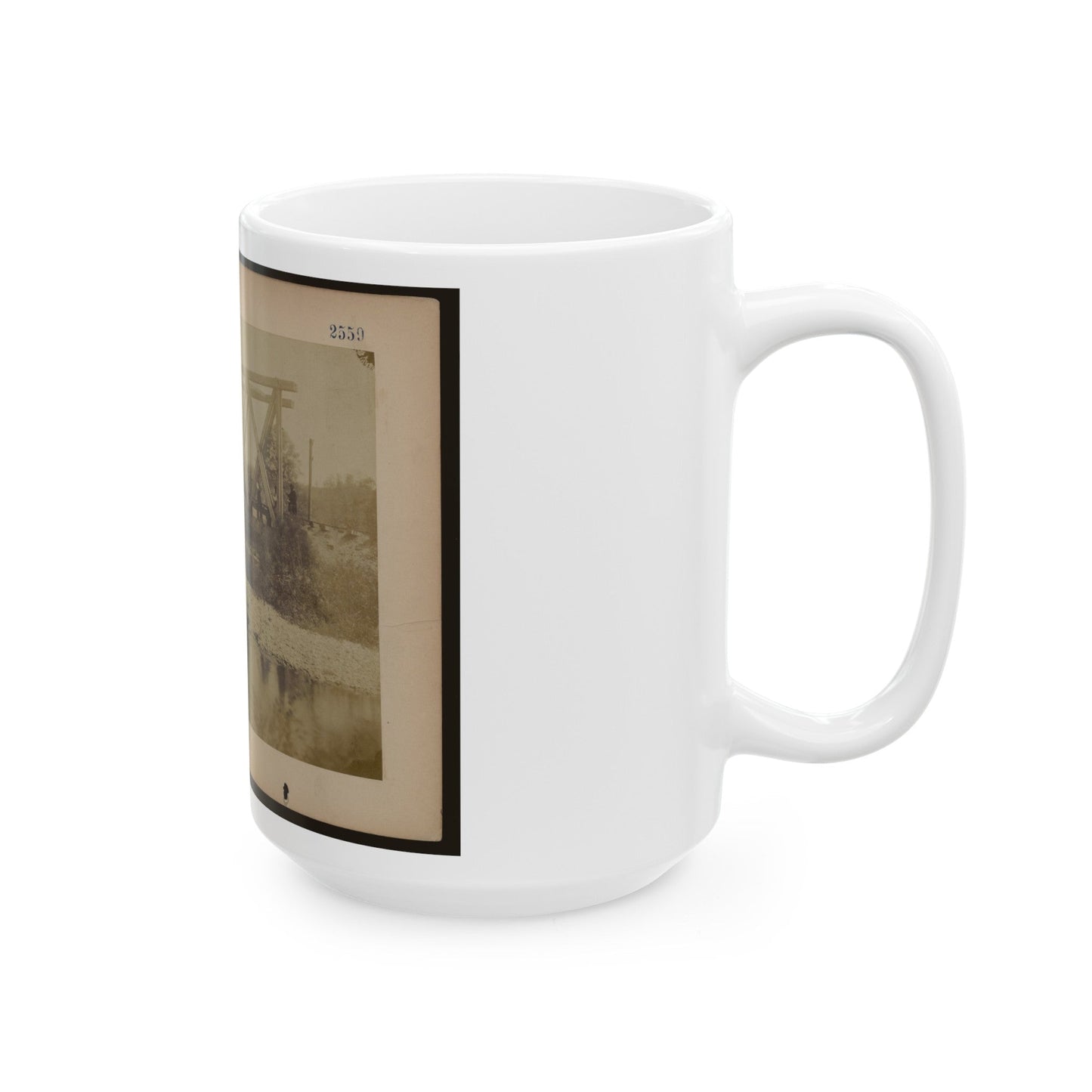 Railroad Trestle Bridge (U.S. Civil War) White Coffee Mug-The Sticker Space