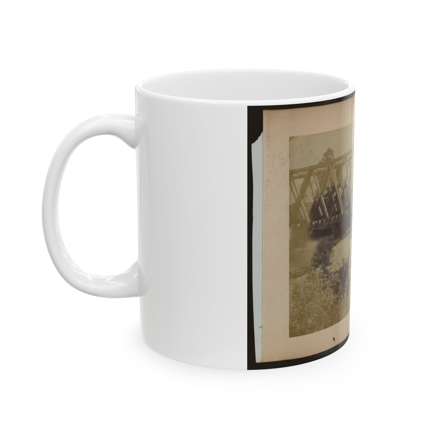 Railroad Trestle Bridge (U.S. Civil War) White Coffee Mug-The Sticker Space