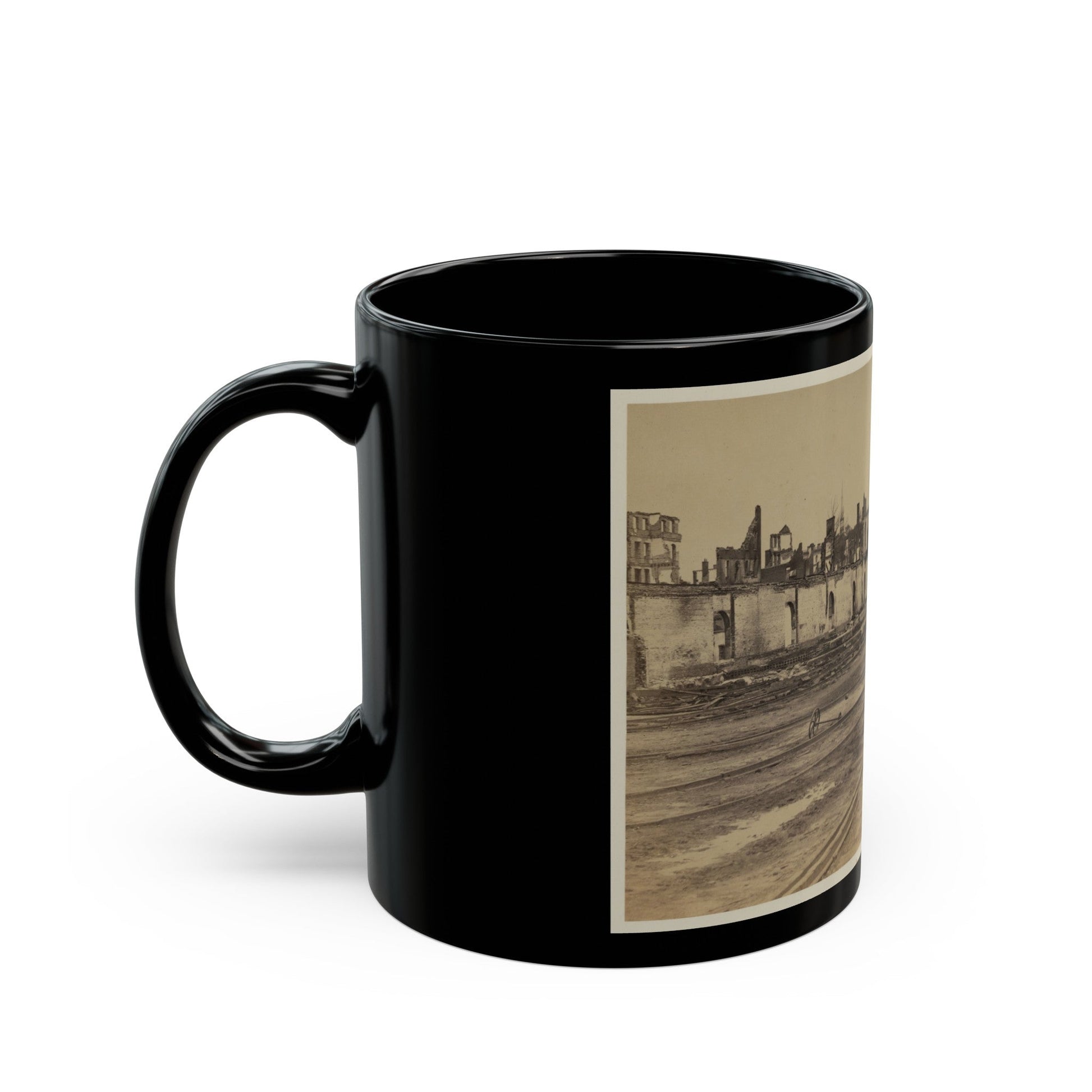 Railroad Yard Ruins, Richmond, Va. (U.S. Civil War) Black Coffee Mug-The Sticker Space