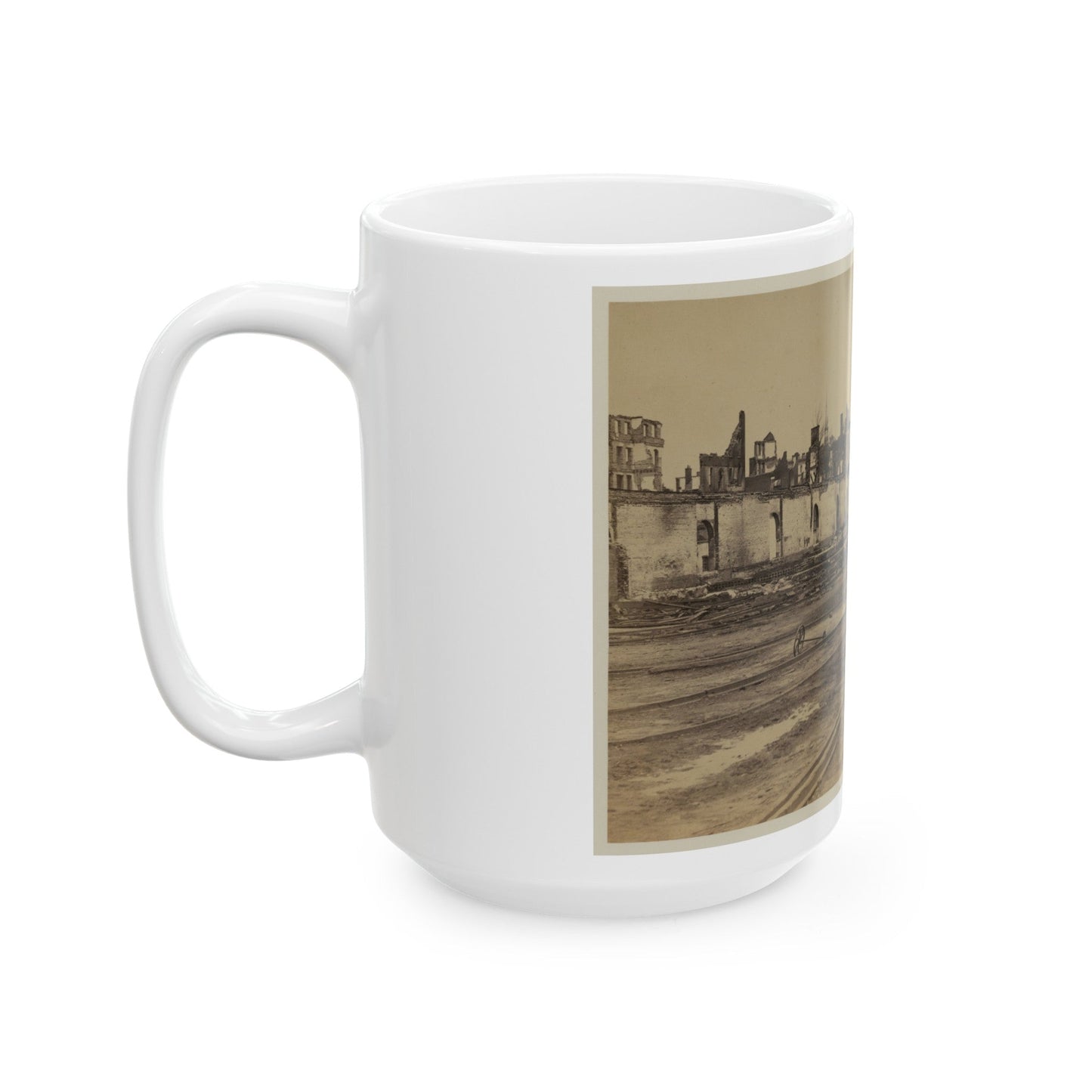 Railroad Yard Ruins, Richmond, Va. (U.S. Civil War) White Coffee Mug-The Sticker Space