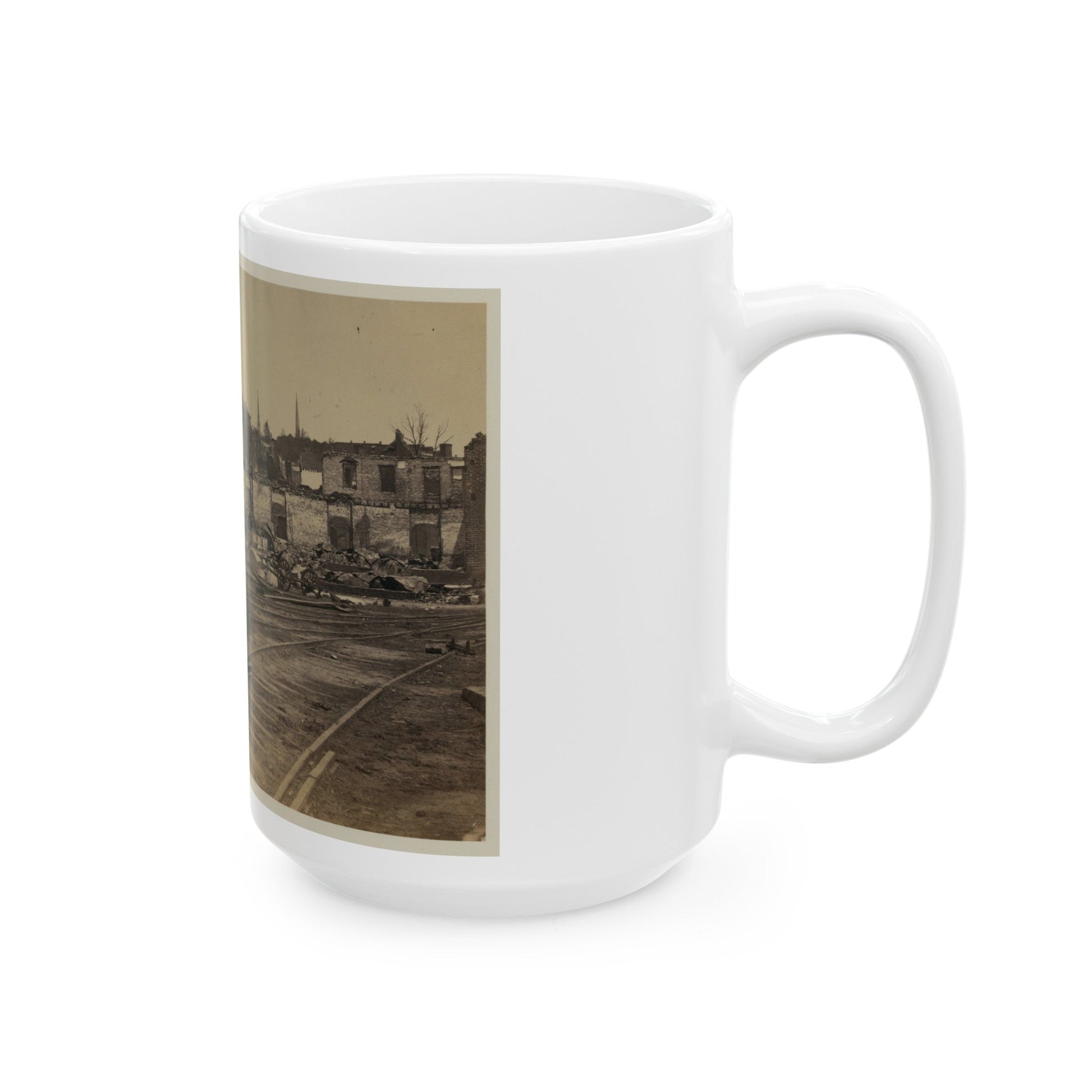 Railroad Yard Ruins, Richmond, Va. (U.S. Civil War) White Coffee Mug-The Sticker Space