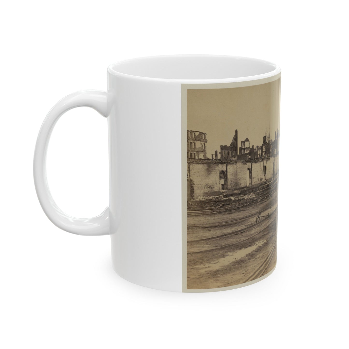 Railroad Yard Ruins, Richmond, Va. (U.S. Civil War) White Coffee Mug-The Sticker Space