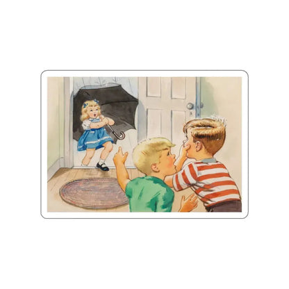 Rain, Dick and Jane illustration (Magazine Illustration) STICKER Vinyl Die-Cut Decal - The Sticker Space
