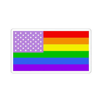 Rainbow flag (United States) STICKER Vinyl Kiss-Cut Decal 4 Inch White - The Sticker Space