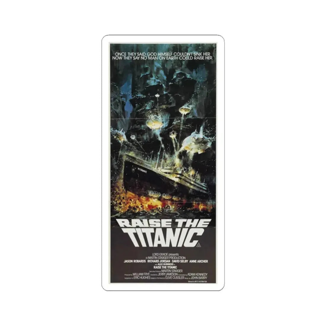 Raise the Titanic 1980 Movie Poster - STICKER Vinyl Kiss-Cut Decal 3 Inch White - The Sticker Space