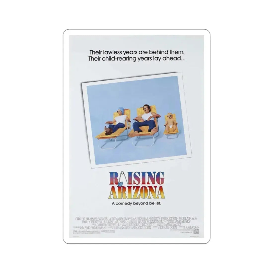 Raising Arizona 1987 Movie Poster STICKER Vinyl Die-Cut Decal 3 Inch - The Sticker Space