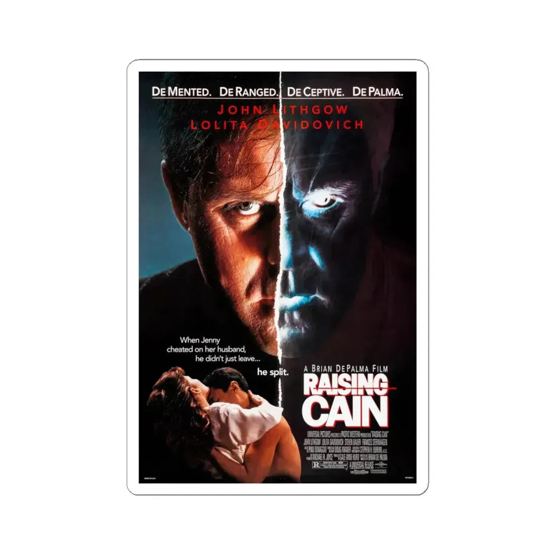 Raising Cain 1992 Movie Poster - STICKER Vinyl Kiss-Cut Decal 6 Inch White - The Sticker Space
