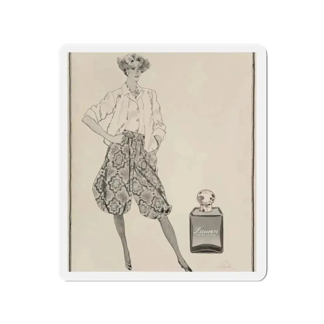 Ralph Lauren Perfume illustration (Magazine Illustration) Refrigerator Magnet 2 Inch Die-Cut - The Sticker Space