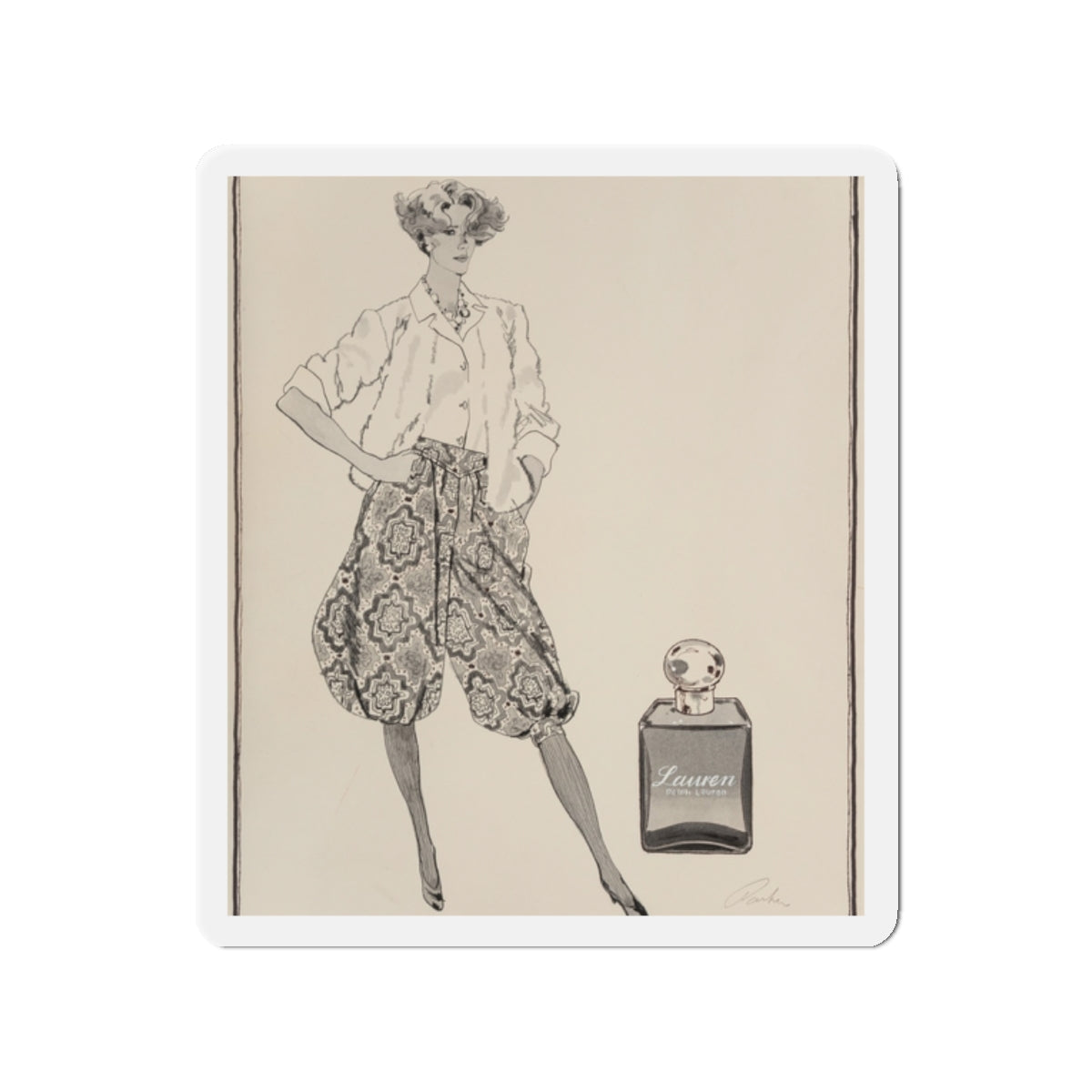 Ralph Lauren Perfume illustration (Magazine Illustration) Refrigerator Magnet-2" x 2"-The Sticker Space