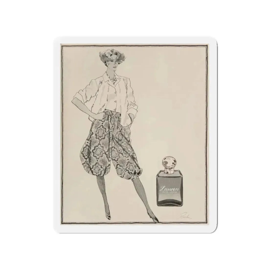 Ralph Lauren Perfume illustration (Magazine Illustration) Refrigerator Magnet 3 Inch Die-Cut - The Sticker Space