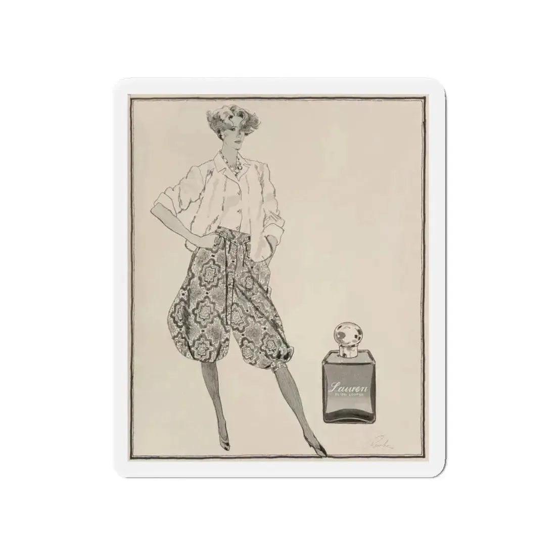 Ralph Lauren Perfume illustration (Magazine Illustration) Refrigerator Magnet 4 Inch Die-Cut - The Sticker Space