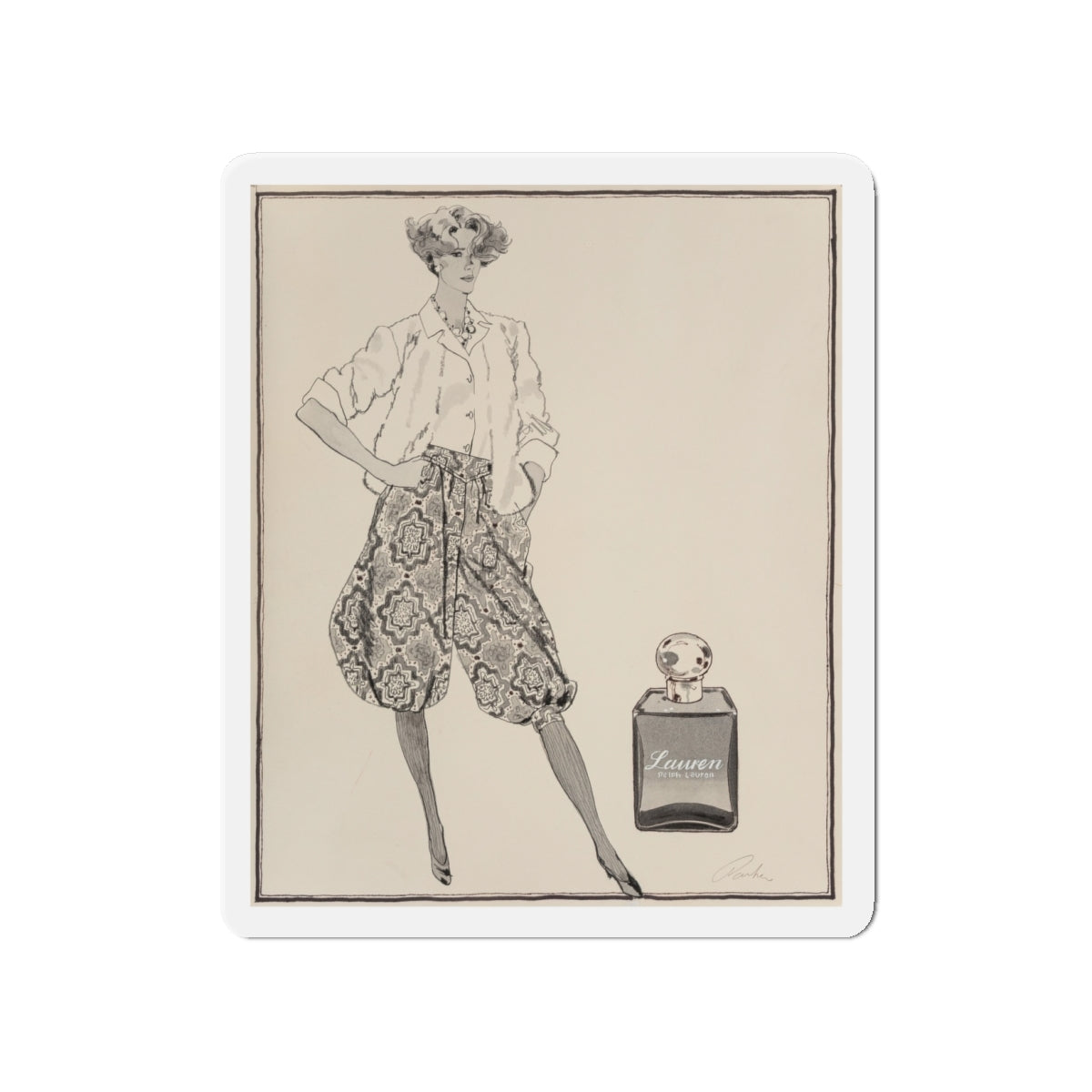 Ralph Lauren Perfume illustration (Magazine Illustration) Refrigerator Magnet-4" x 4"-The Sticker Space