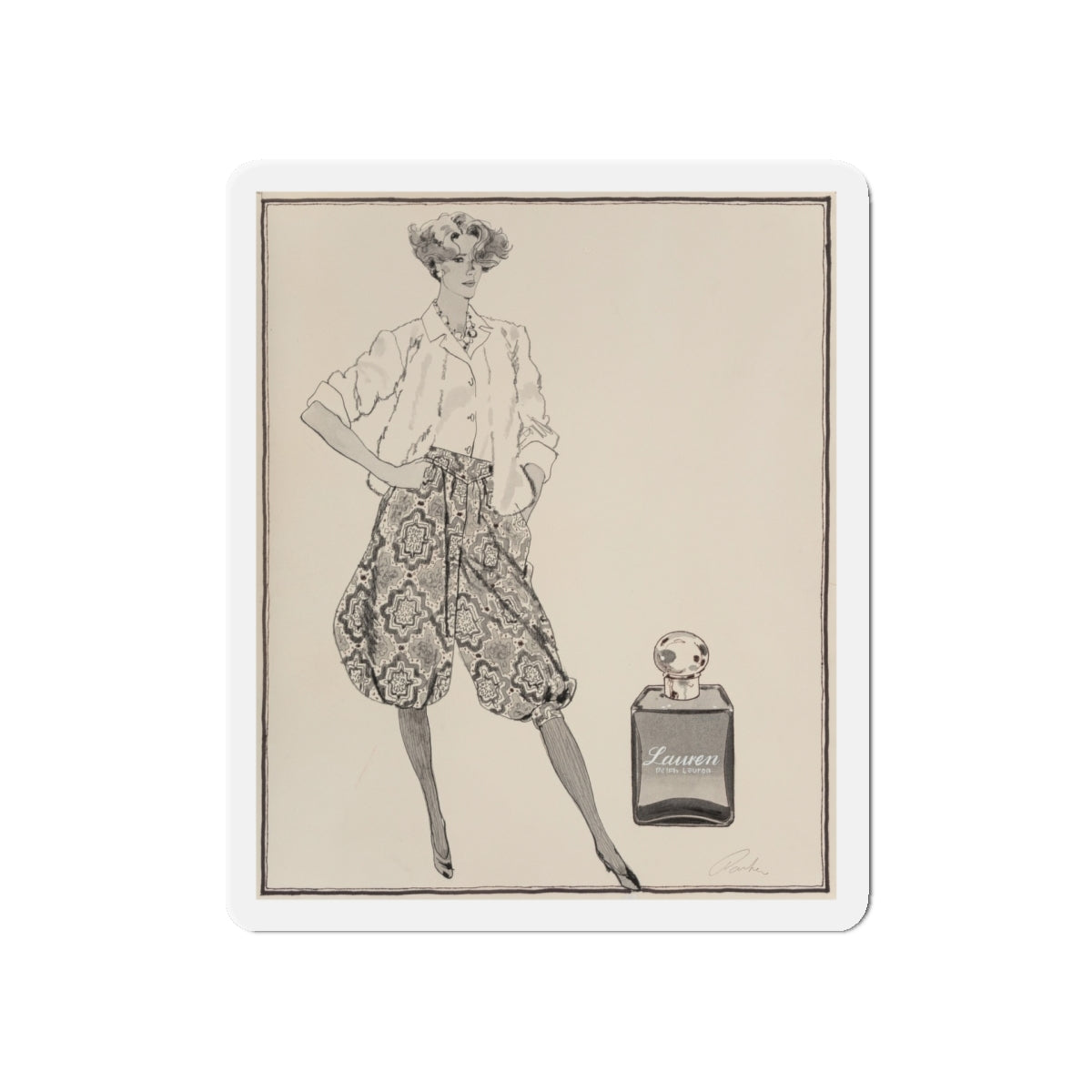 Ralph Lauren Perfume illustration (Magazine Illustration) Refrigerator Magnet-5" x 5"-The Sticker Space