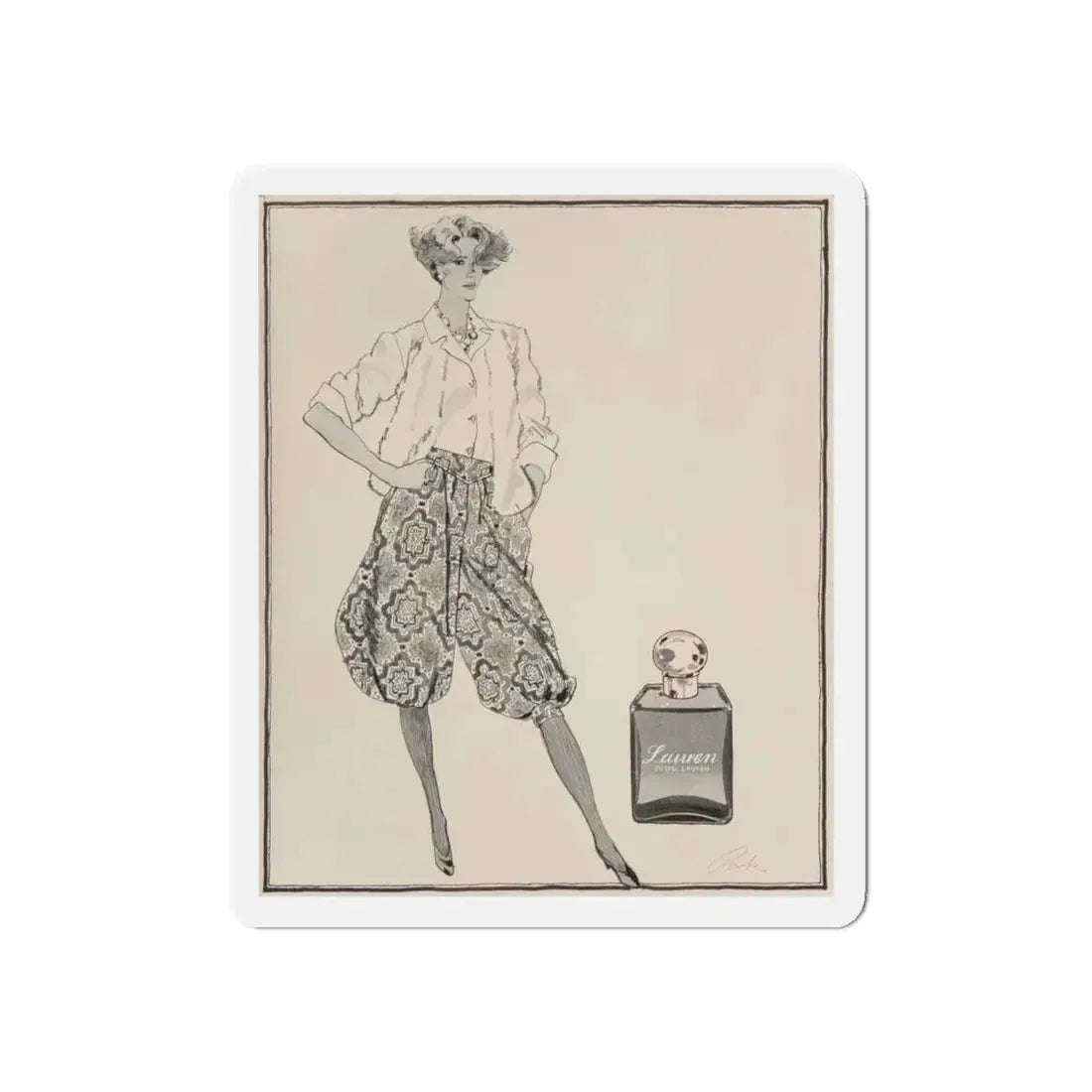 Ralph Lauren Perfume illustration (Magazine Illustration) Refrigerator Magnet - The Sticker Space
